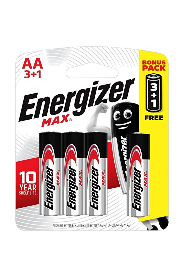 Max AA Alkaline Batteries With 10 Year Shelf Life- 3+1 pcs