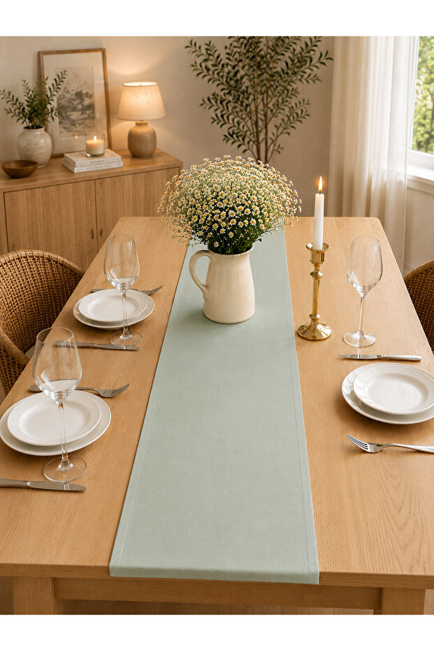Cotton Blend Linen Texture Runner 40X110
