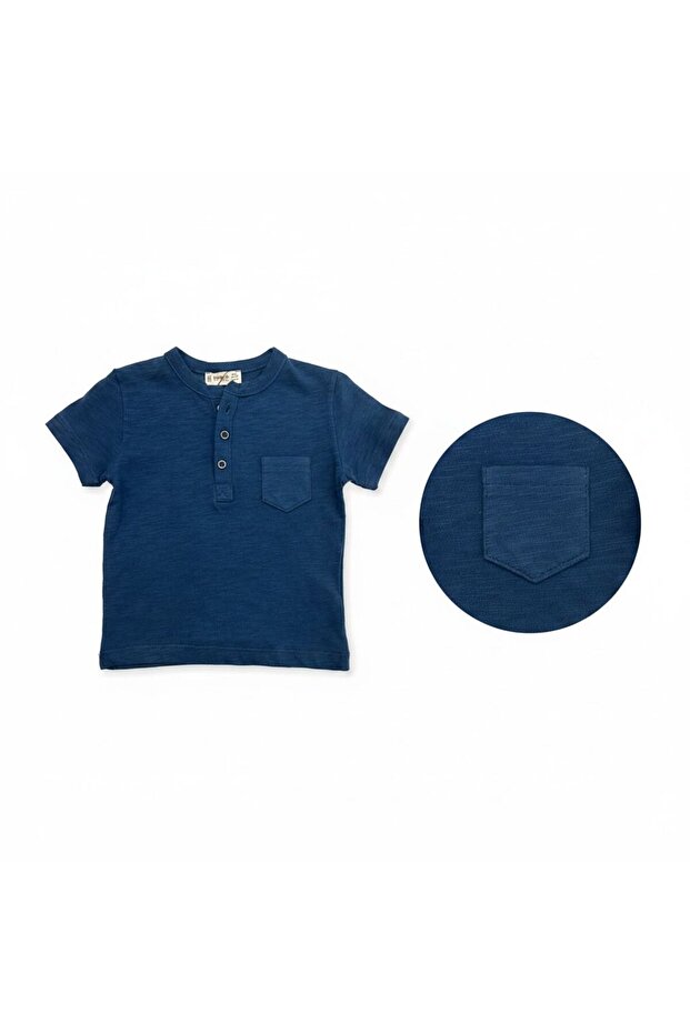 Baby Boy Organic Crewneck Buttoned T-Shirt