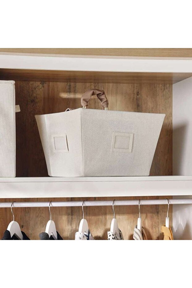 Coppell Canvas Storage Basket 38.1x30.5x22.9 Cm - Cream