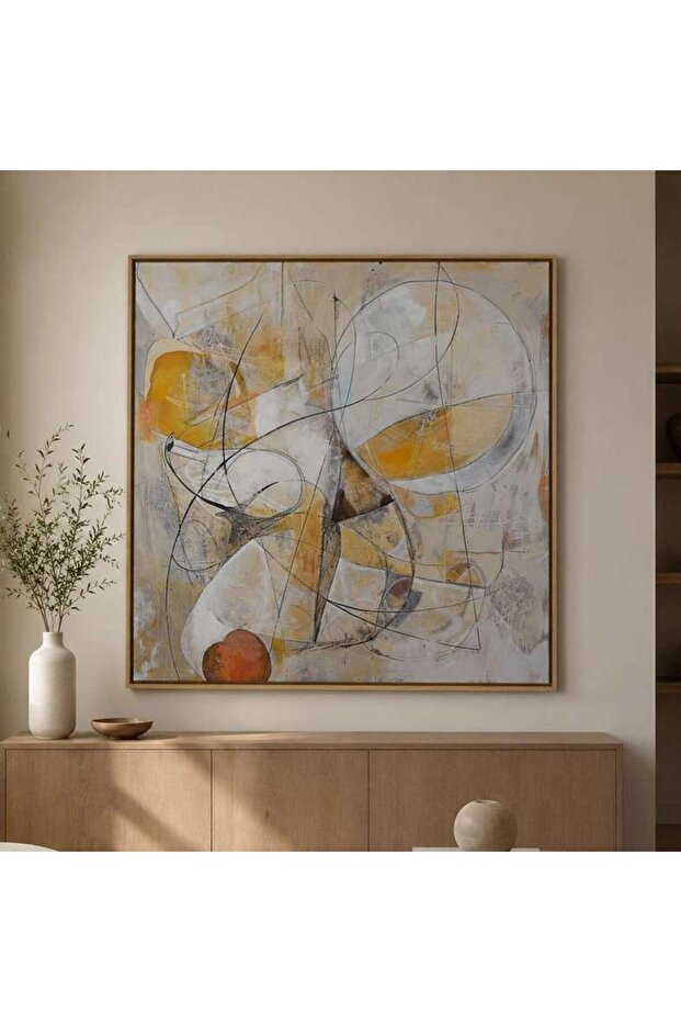 Mistline Oil Painting Abstract Canvas Framed Wall Art 72.5x72.5cm - Multicolor