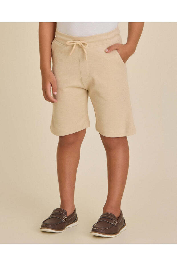 Boys Beige Plain Shorts
