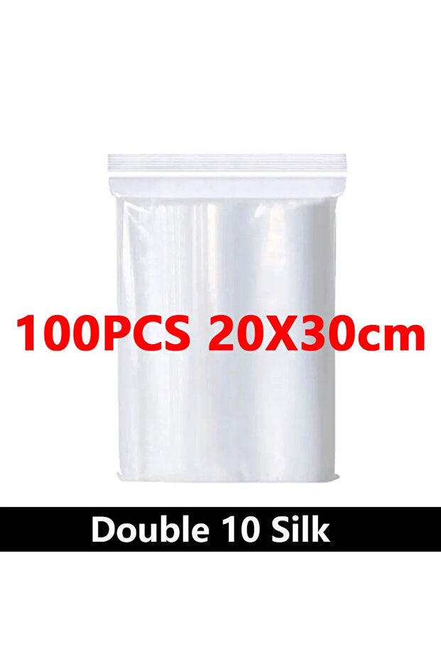 Double Sided 10-Silk 20x30cm(100pcs) 100Pcs Thicken Zipper Sealed Bags Clear Plastic Storage Bag for