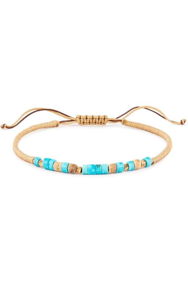 Darbari Women's Bracelet, Beaded Bracelet, with Turquoise Jasper & Ebony Wood, Handmade Adjustable Jewelry