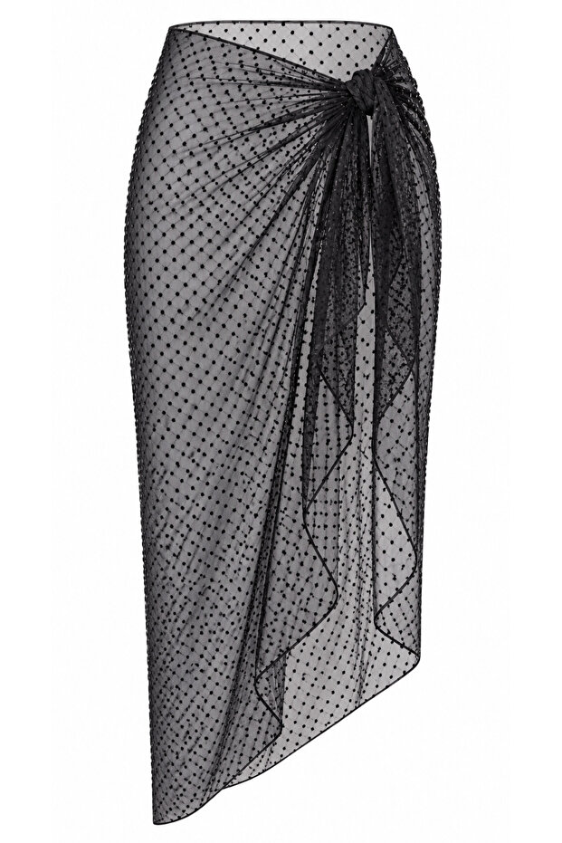 Women's Laser Cut Polka Dot Tulle Pareo