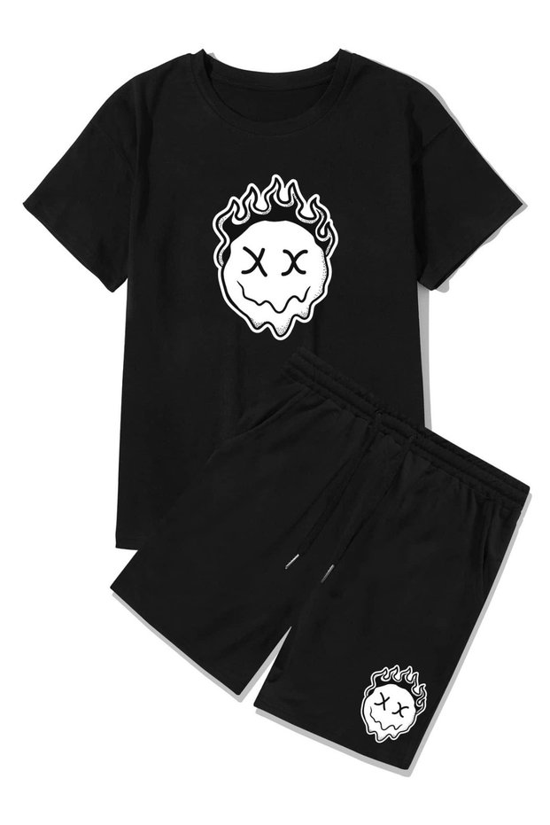 Unisex Oversize Shorts Set Short Sleeve T-Shirt Comfortable Fit Summer Casual Sports
