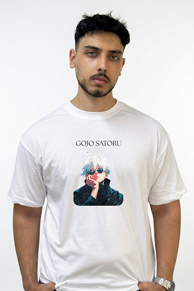 Gojo Satoru_16 Design Printed Oversize White T-Shirt