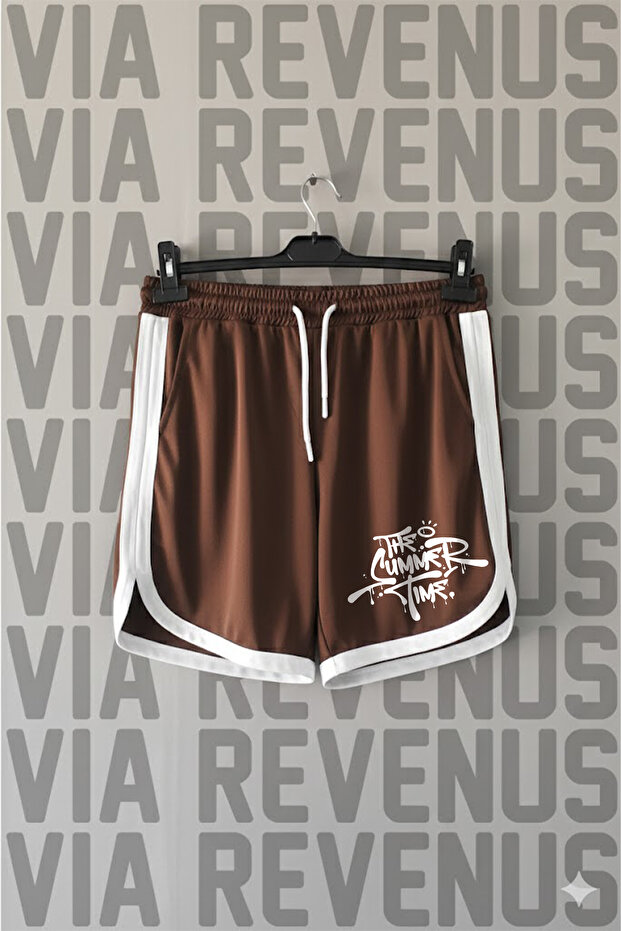 The Summer Time Printed Unisex Retro Varsity Summer Casual Sports Shorts