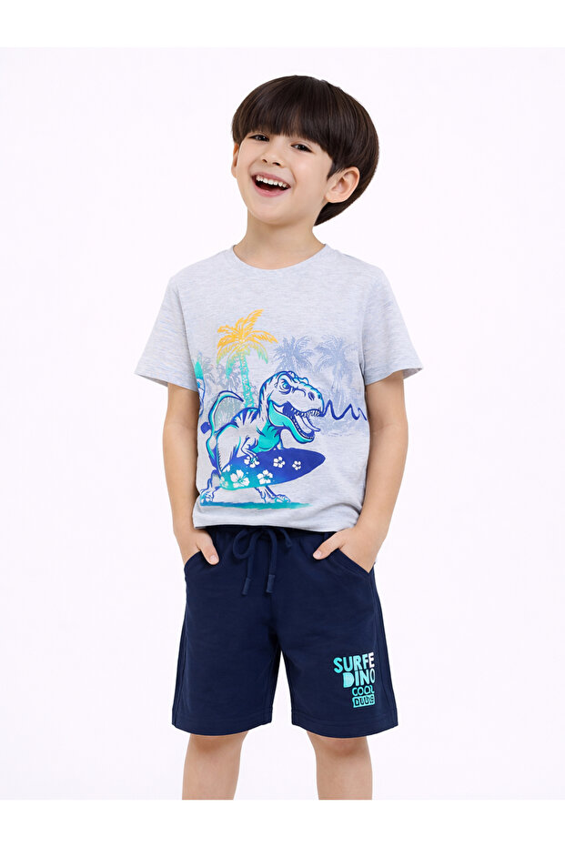 Boys Dino Surfer T-Shirt and Shorts Set