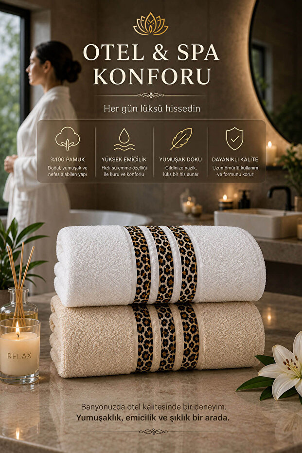 2-Piece Bath Towel Set Leopard 70X140 cm