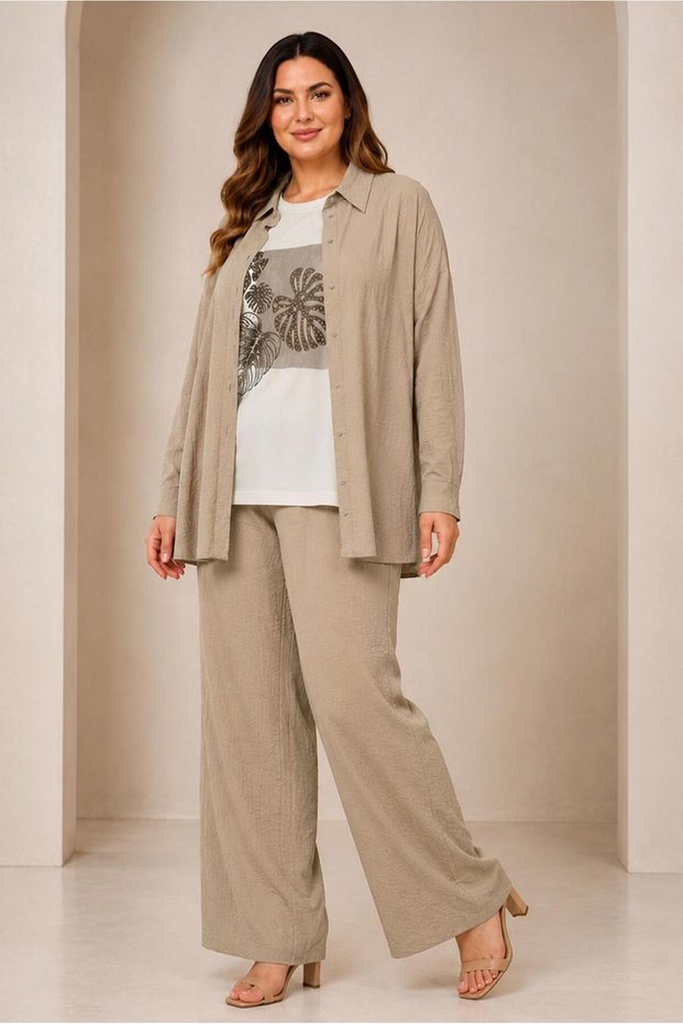 Shirt Collar Triple Pants Suit 21013