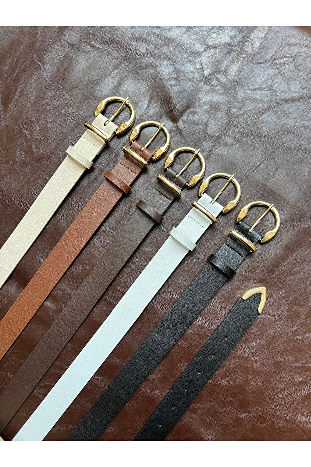 5-Pack Learn Round Gold Buckle Model Jacket Belt Dress Belt Trouser Belt