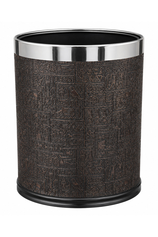 Brown Leather Finish Room Bin Double Layer 10Ltr