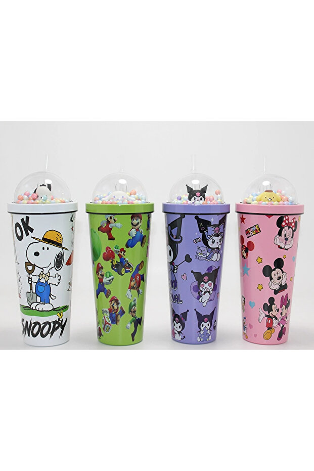 Cute Anime Character Thermos & Water Bottle with Straw