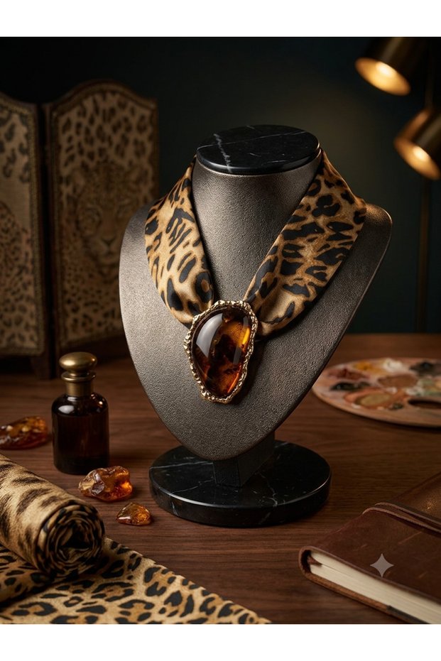 Leopard Pattern Scarf Design Necklace