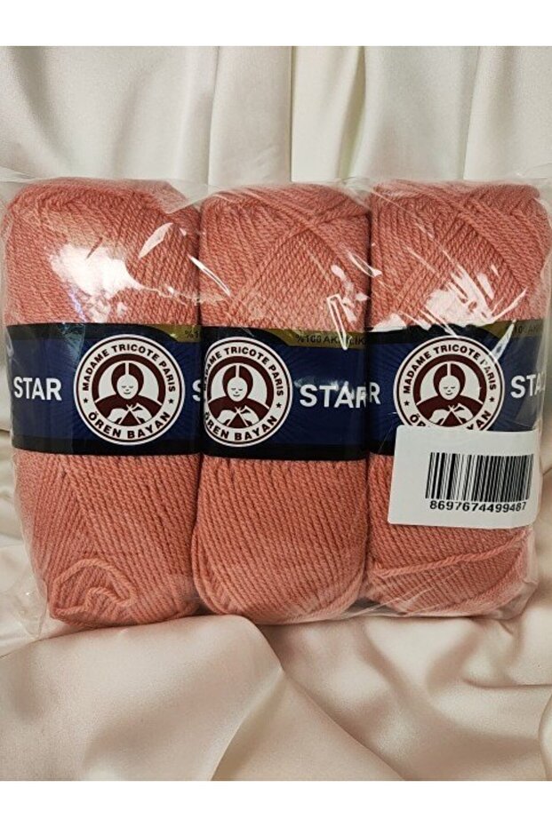 Star Salmon Hand Knitting Yarn (3 Pieces) - Color: 121