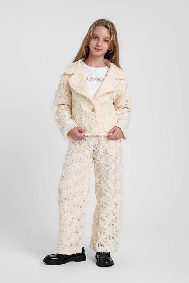 5-14 Years Old Serenique Bloom Girls' 3-Piece Set-Latte