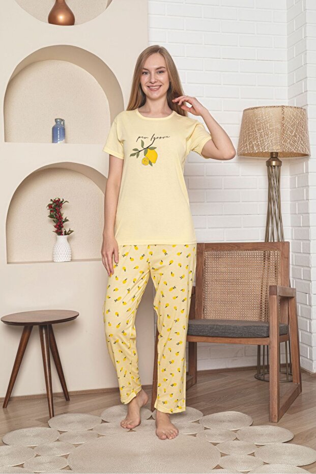 Short sleeve under arm long pajama set