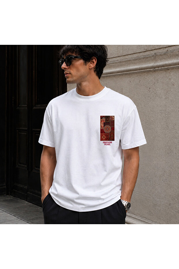 Ethnic Pattern Printed Oversize T-Shirt a Quality Fabric
