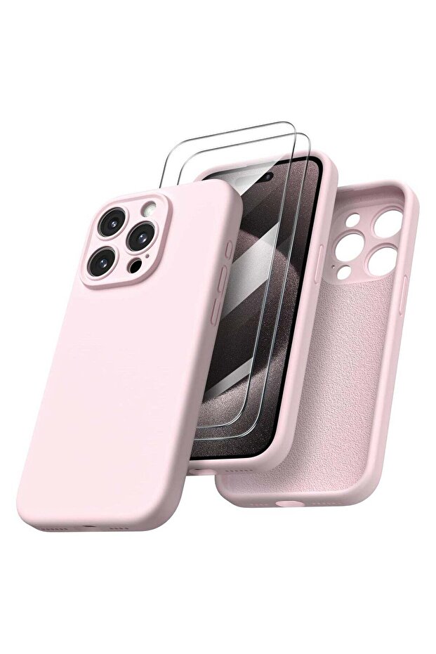 Compatible with iPhone 15 Pro Max Case Shockproof, 2 Screen Protectors, Liquid Silicone