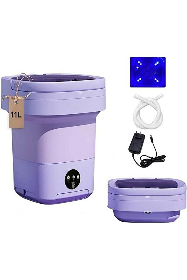 8 Liter Foldable Washing Machine – Compact Semi-Automatic with 3 Cleaning Modes and Blue Light