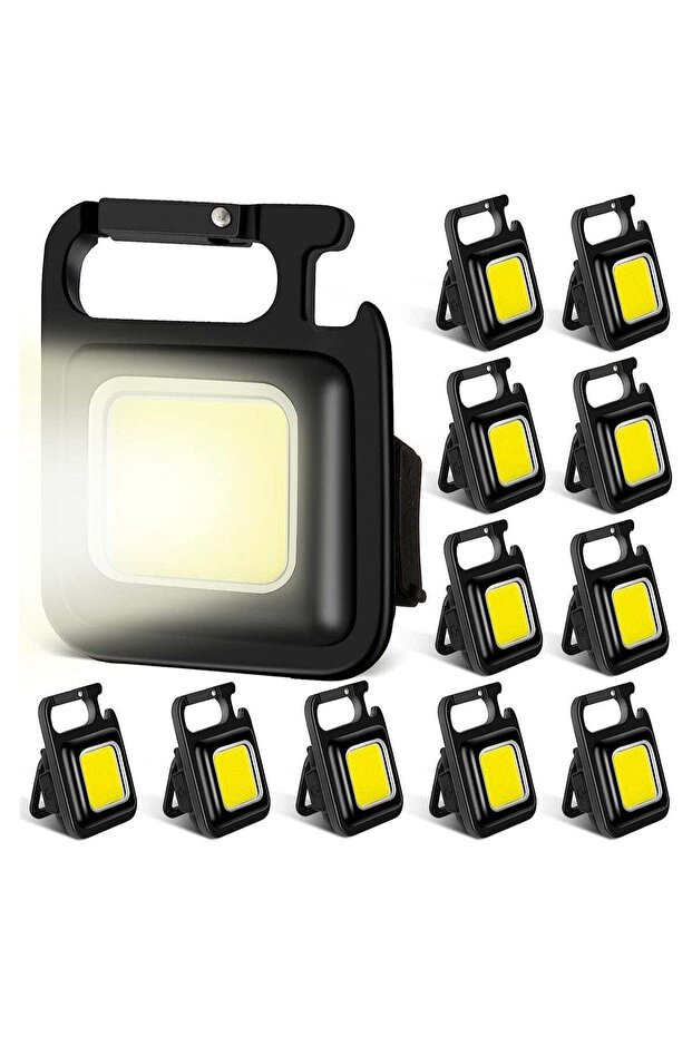12 Pieces COB Mini Flashlight Bright Rechargeable Keychain Flashlights LED Pocket Flashlight
