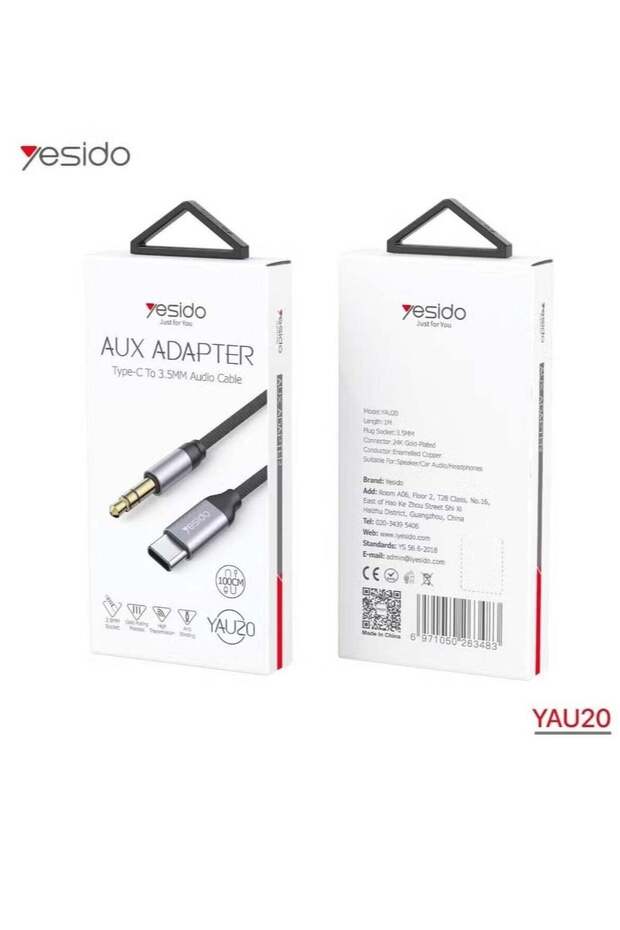 YAU20 USB-C to 3.5mm Audio Cable, High-Fidelity Sound Adapter for Headphones, Speakers, and Car Audio