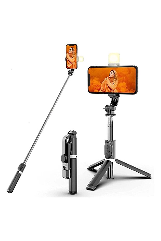 Portable Selfie Stick Tripod with Light, Detachable Bluetooth Remote, 41 Inch Extendable
