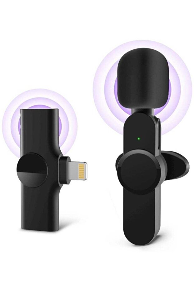 Wireless Lapel Lavalier Microphone for iPhone iPad Recording,YouTube Facebook Live Stream,Vlog, Auto-Sync Wireless Mic with 2 Clips