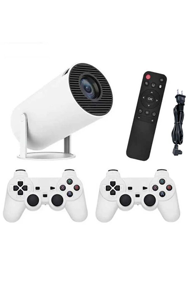Portable All-in-One Smart Mini Projector with 20000+ Retro Games Dual Wireless Controllers