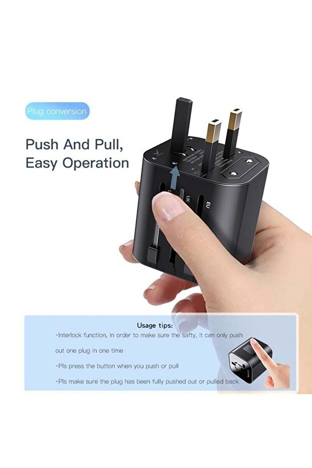 MC-09 Multi-function Universal Travel Adapter Plug (Black) - 4