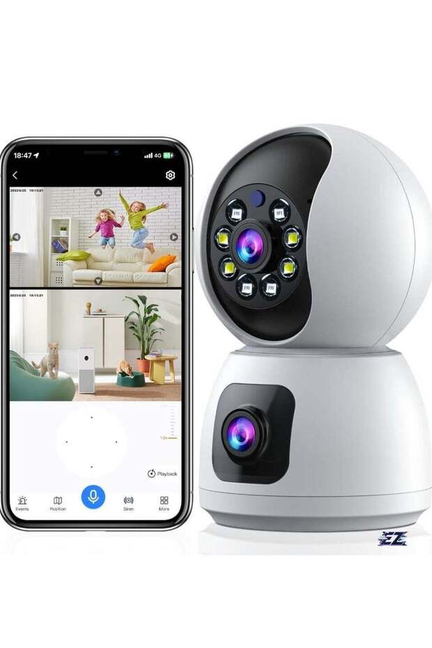 Dual-Lens Indoor Camera – 4MP 360° Dual Lens Smart Security Camera, WiFi Wireless