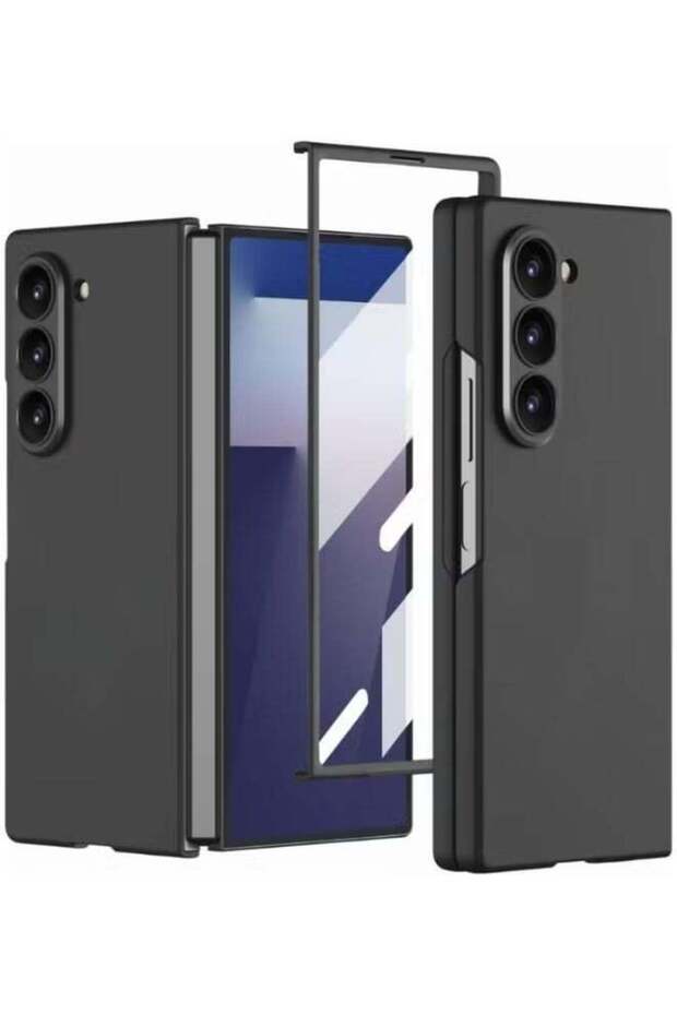 Full Body Case for Z Fold 7 with Built-In Screen Protector, Hard PC, Matte Finish, Black