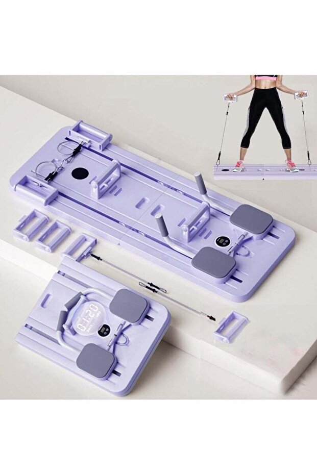 Pilates Reformer Machine with Timer, Foldable, 5 in 1 Pilates Board for Home & Gym