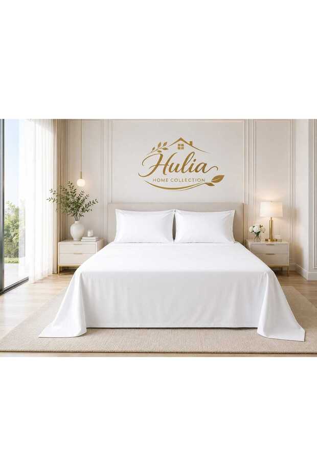 Ranforce Non-Elastic Sheet Set Double Size Raw Cotton Pillowcase Included 4 Corner Apara Stitched 220*240 cm