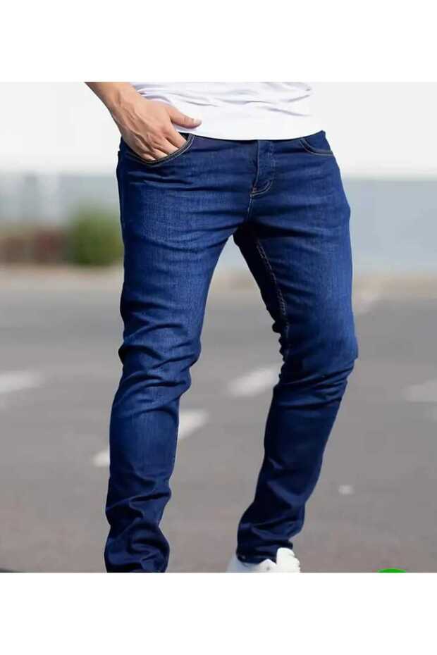 Men's Regular Fit Pipe Leg Flexible Stretch Fabric Jeans Denim Trousers