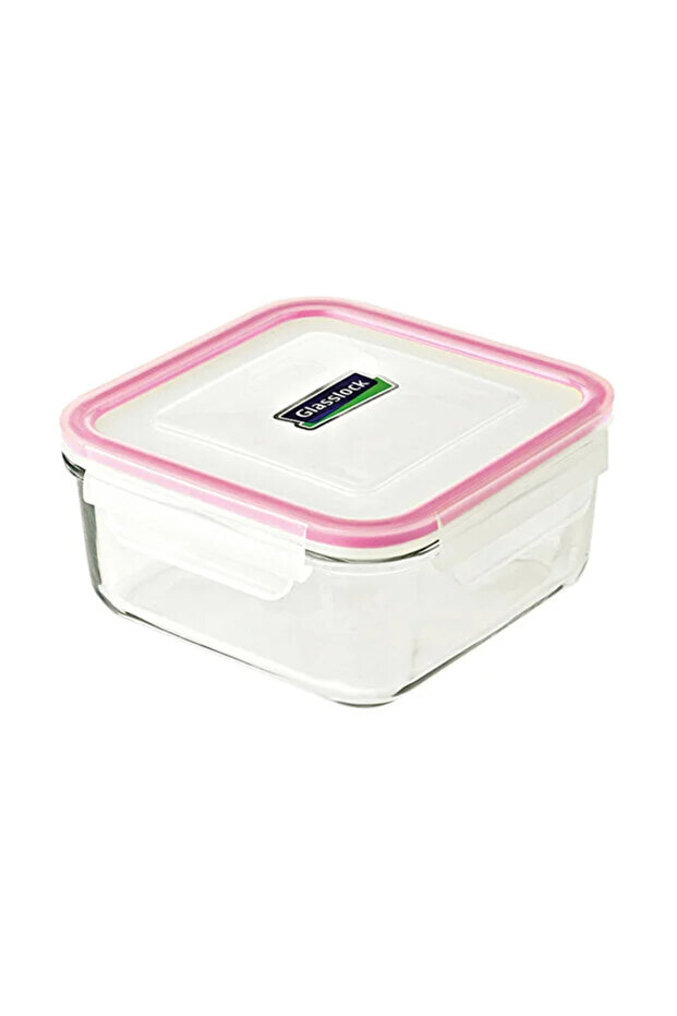 Square Glass Storage Container 900ml Pink Airtight Glass Container Microwave Freezer Safe MCSS-090