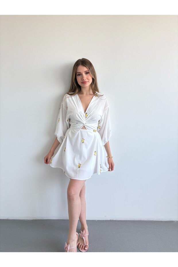 Nakışlı Mini Elbise