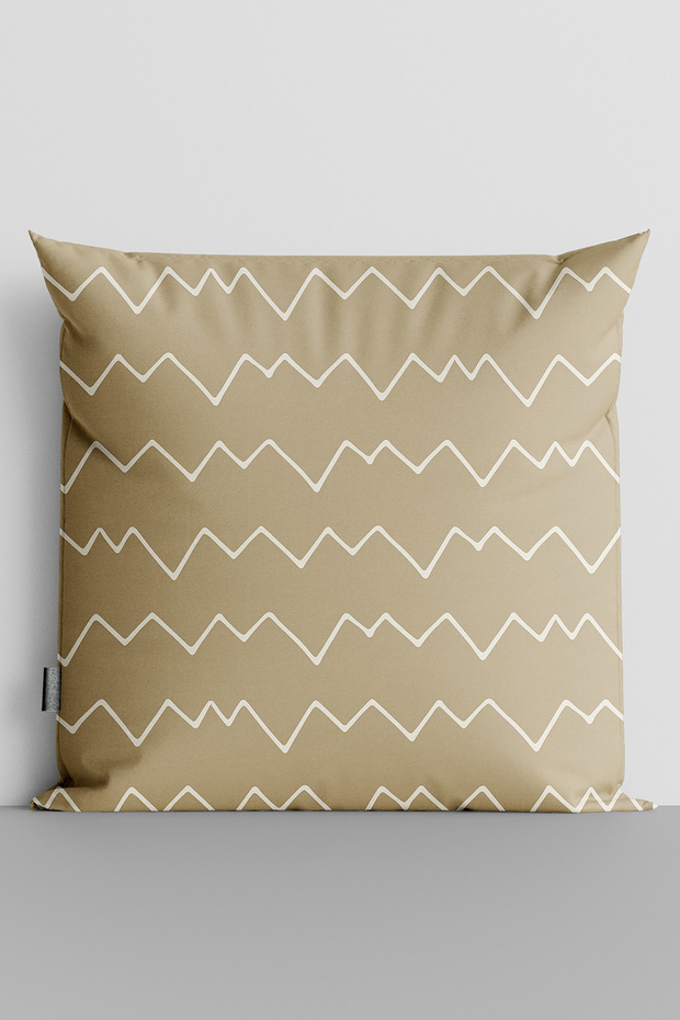 Cream Wavy Lines Double Sided Digital Printed Throw Pillow Cover