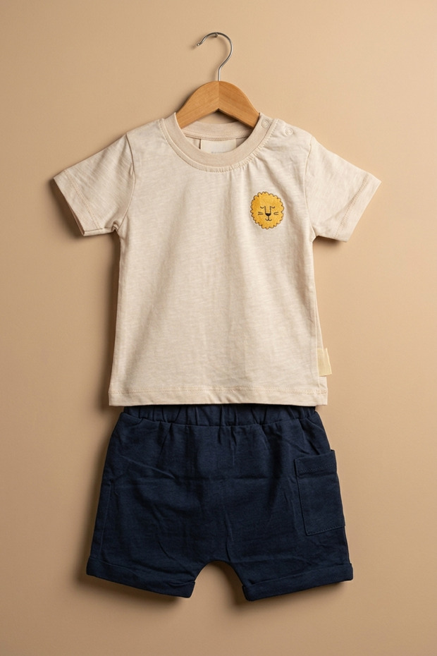 Lion Printed Baby Boy Summer 2-Piece Set Top and Bottom