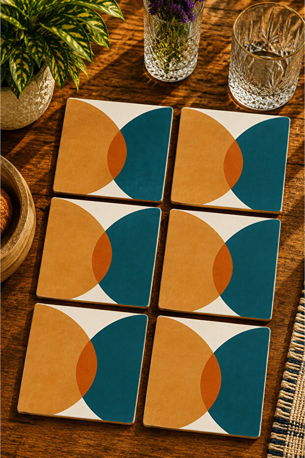 Modern Design Set of 6 Coasters - Uv Printing Mdf - 10X10 cm