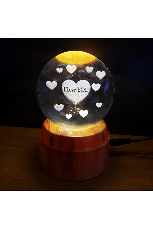 I Love You Design Glass Globe with Stand