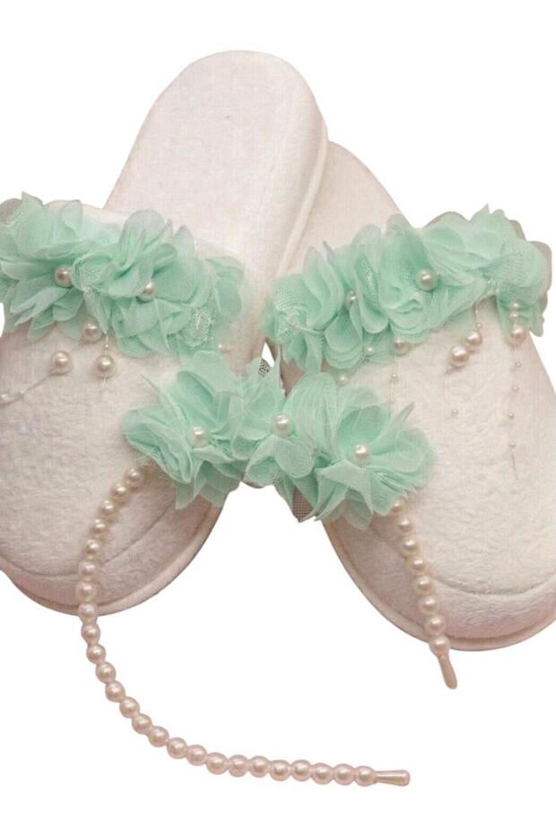 Floral Pearl Maternity Slippers and Pearl Maternity Crown Mother Hospital Set