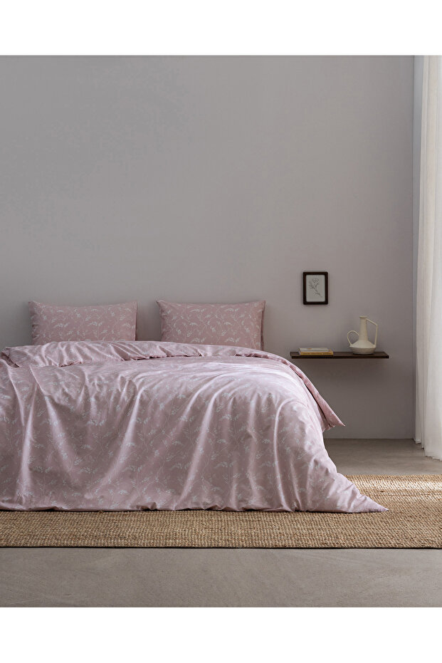 Neoma Double Cotton Printed Duvet Cover Set - Powder