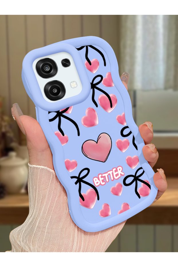 Oppo F31 5g Compatible Case Camera Protector Blue Silicone Couple Phone Case Heart Pattern