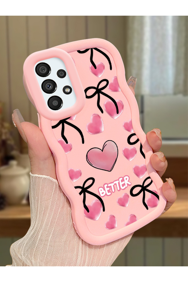 Samsung Galaxy A33 5g Compatible Case Camera Protective Pink Silicone Couple Phone Case Heart Pattern