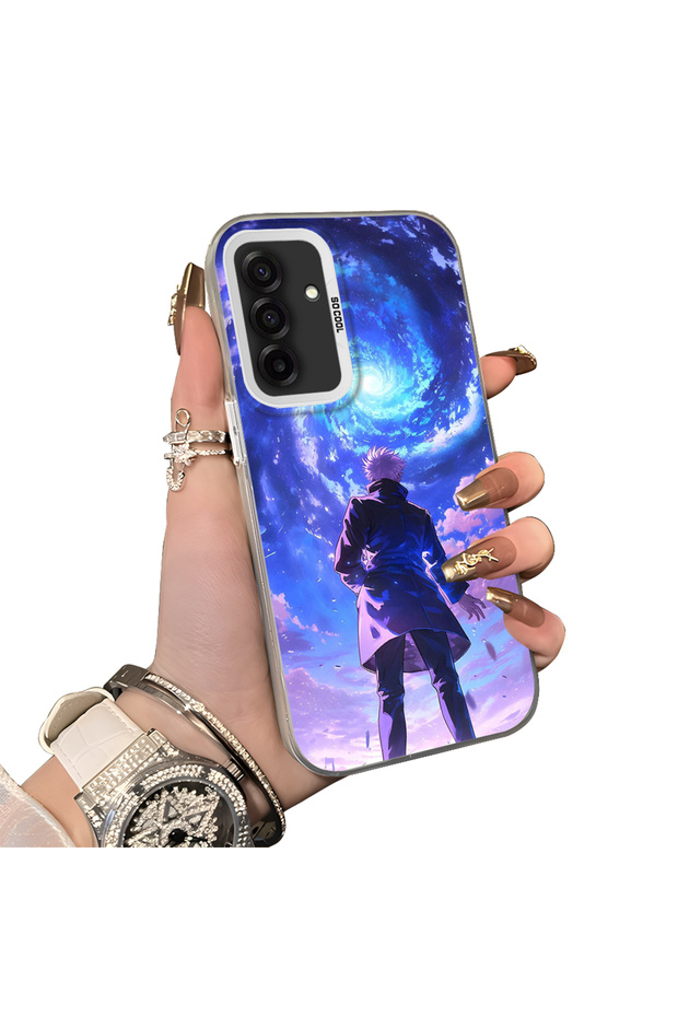 Samsung Galaxy A26 Compatible Silicone Edge Hard Back Case Couple Phone Case with Line Pattern