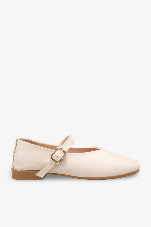 Giela Women's Genuine Leather Ballerinas - Beige