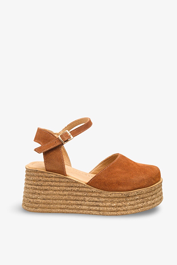 Vega Women's Genuine Leather Wedge Sandals - Tan Suede