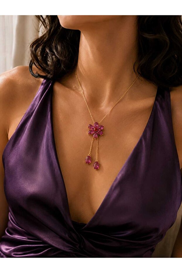 Bloom Collection Pembe Çiçekli Kolye